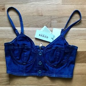 NWT 🎁 Guess denim zipper-back crop top